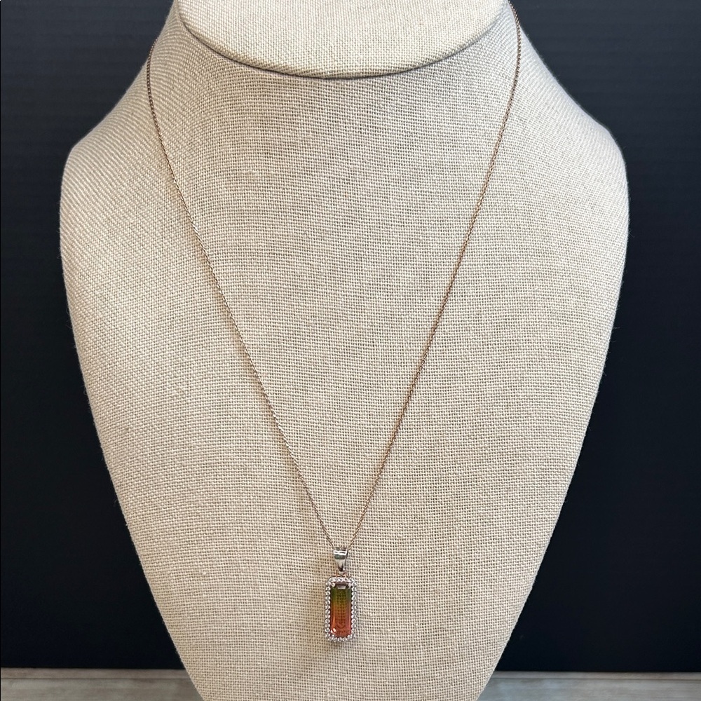 925 Rose Gold Plated Watermelon Ambre Crystal Necklace